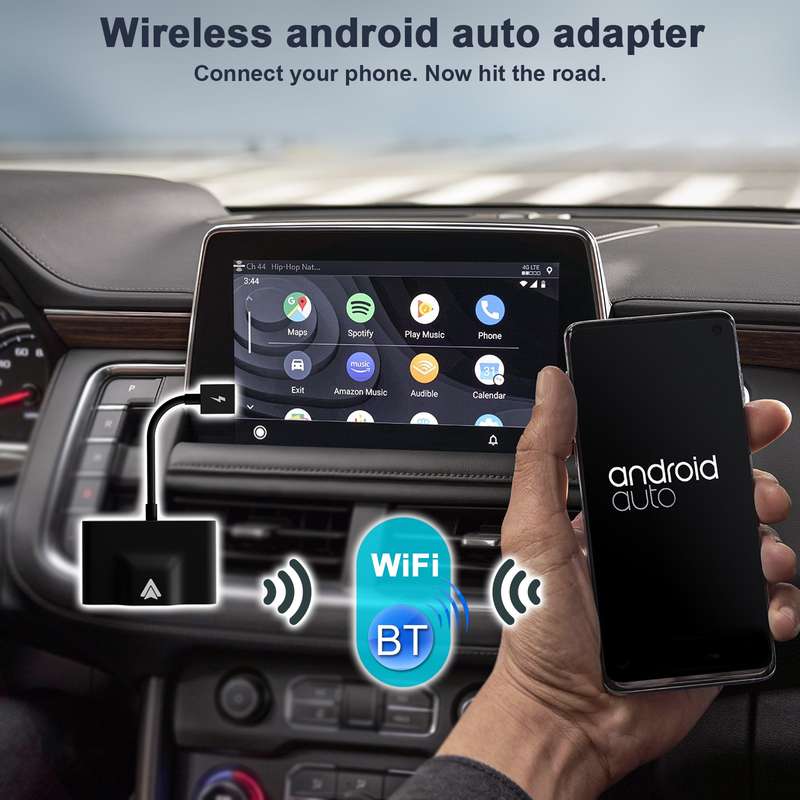 THT-020-2 USB + USB-C / Type-C Wired to Wireless Carplay Adapter for iPhone(Black)