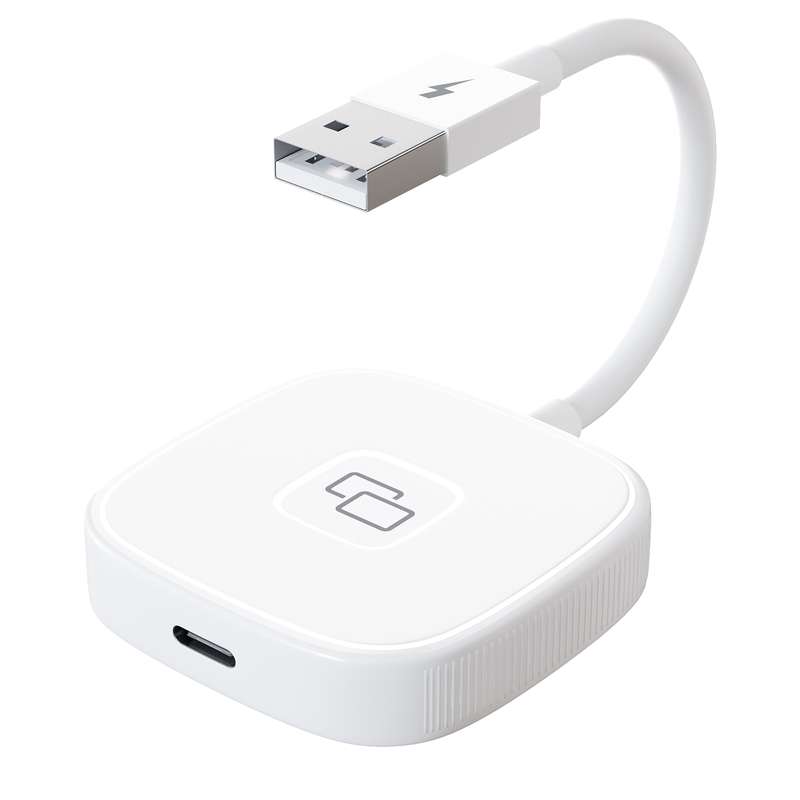 THT-020-7 USB + USB-C / Type-C Carplay Mirror Adapter for iPhone(White)