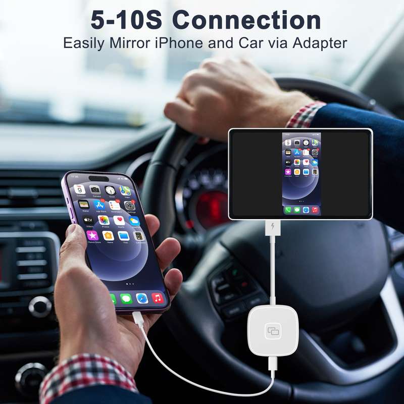 THT-020-7 USB + USB-C / Type-C Carplay Mirror Adapter for iPhone(White)