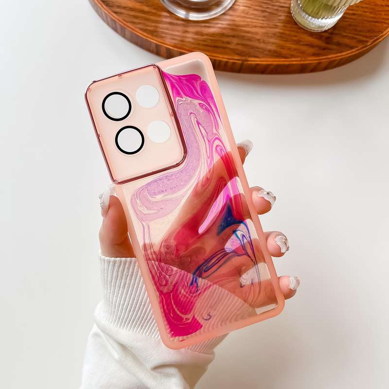 For OPPO Reno8 Pro Oil Painting Electroplating TPU Phone Case(White)