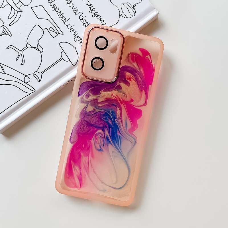 For OPPO Reno7 Oil Painting Electroplating TPU Phone Case(Grey)