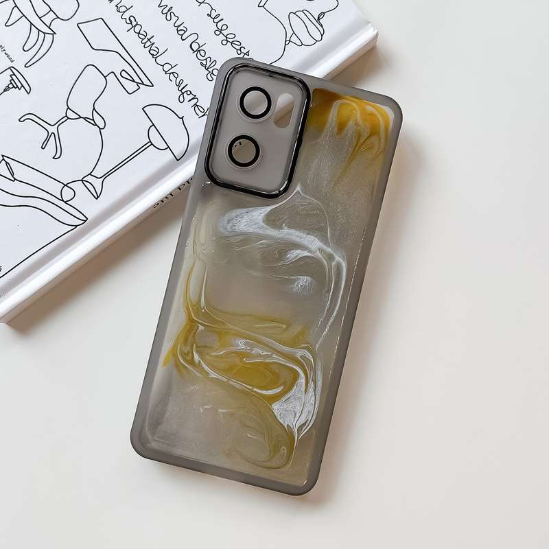 For OPPO Reno7 Oil Painting Electroplating TPU Phone Case(Grey)