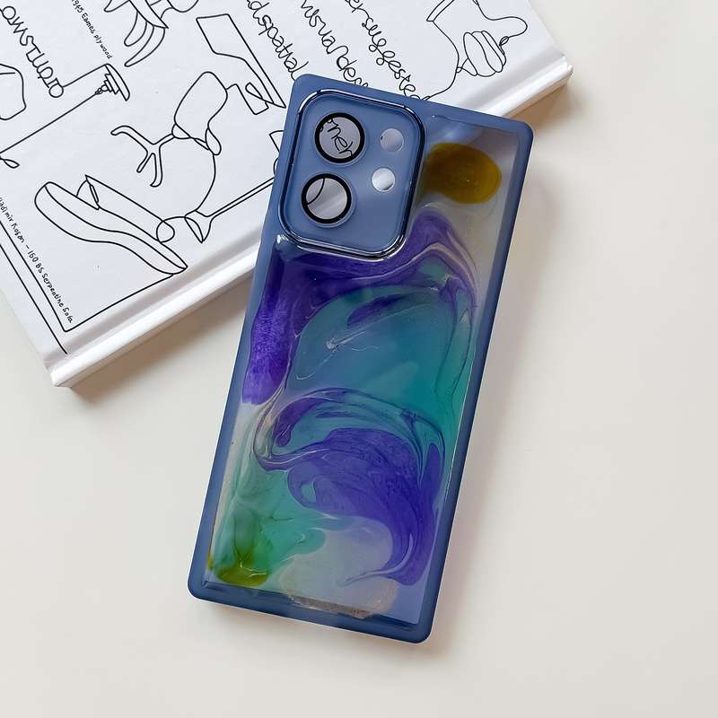 For OPPO Reno7 Oil Painting Electroplating TPU Phone Case(Grey)