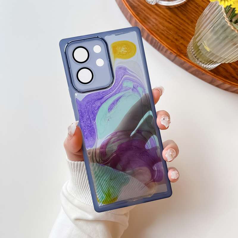For OPPO Reno7 Oil Painting Electroplating TPU Phone Case(Grey)
