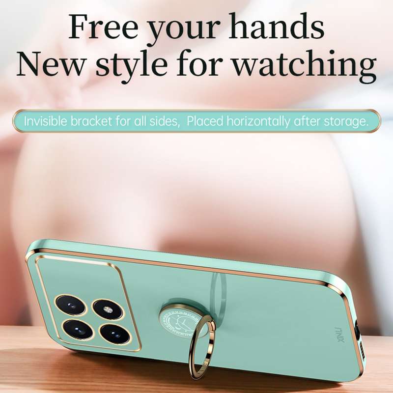 For Xiaomi Redmi K70E XINLI Straight Edge 6D Electroplate TPU Phone Case with Ring Holder(Hawth