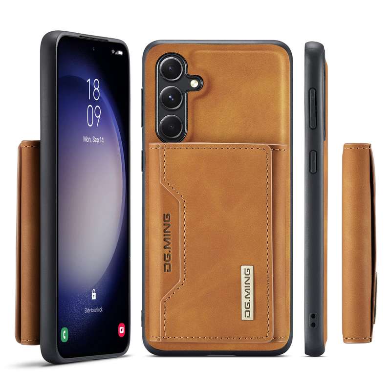 For Samsung Galaxy S23 FE 5G DG.MING M2 Series 3-Fold Multi Card Bag + Magnetic Phone Case(Coffee)