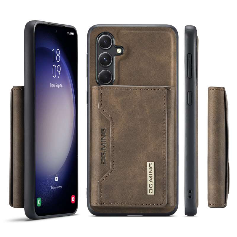 For Samsung Galaxy S23 FE 5G DG.MING M2 Series 3-Fold Multi Card Bag + Magnetic Phone Case(Coffee)