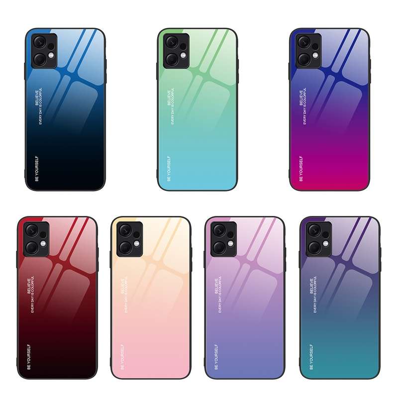 For Xiaomi Redmi Note 12 4G Global Gradient Color Glass Phone Case(Yellow Pink)