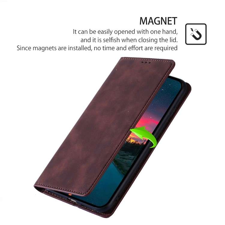 For Xiaomi Civi 4 Pro Skin Feel Magnetic Leather Phone Case(Dark Brown)