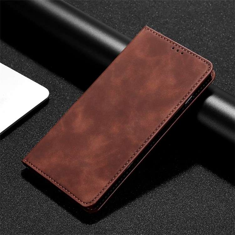 For Samsung Galaxy M15 5G Skin Feel Magnetic Leather Phone Case(Dark Brown)