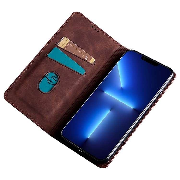 For Samsung Galaxy M15 5G Skin Feel Magnetic Leather Phone Case(Dark Brown)