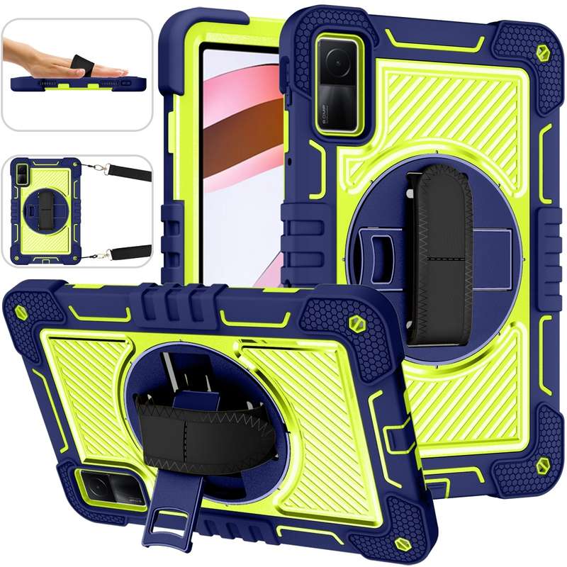 For Xiaomi Redmi Pad 10.61 360 Degree Rotation PC Contrast Silicone Tablet Case(Black)