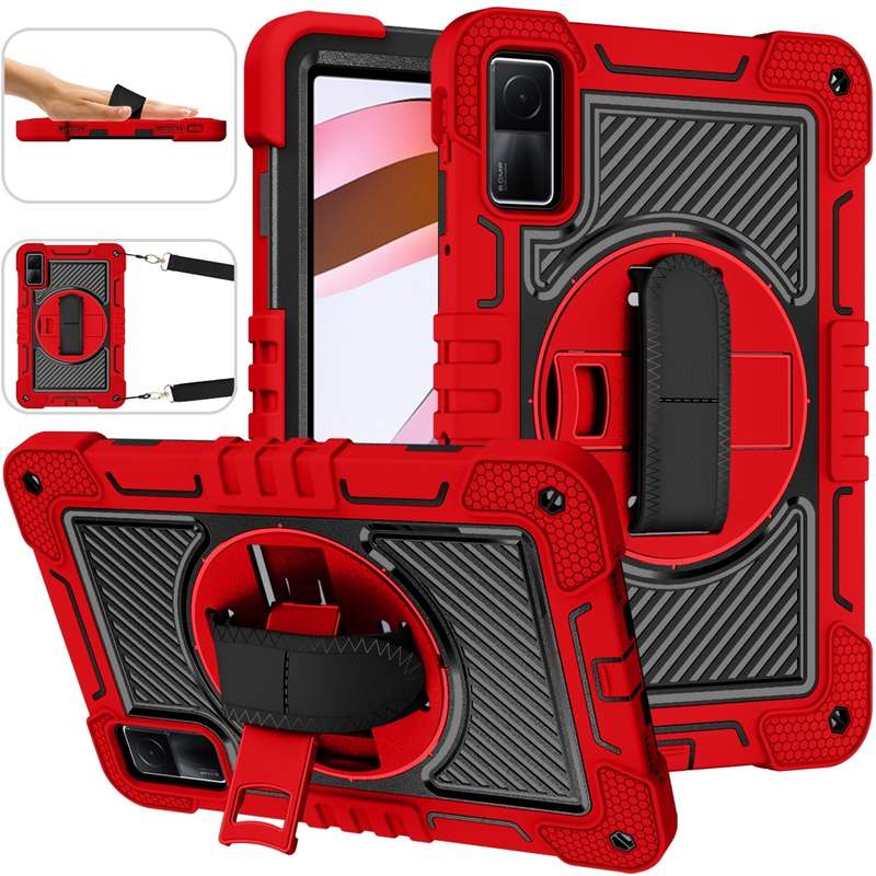 For Xiaomi Redmi Pad 10.61 360 Degree Rotation PC Contrast Silicone Tablet Case(Black)