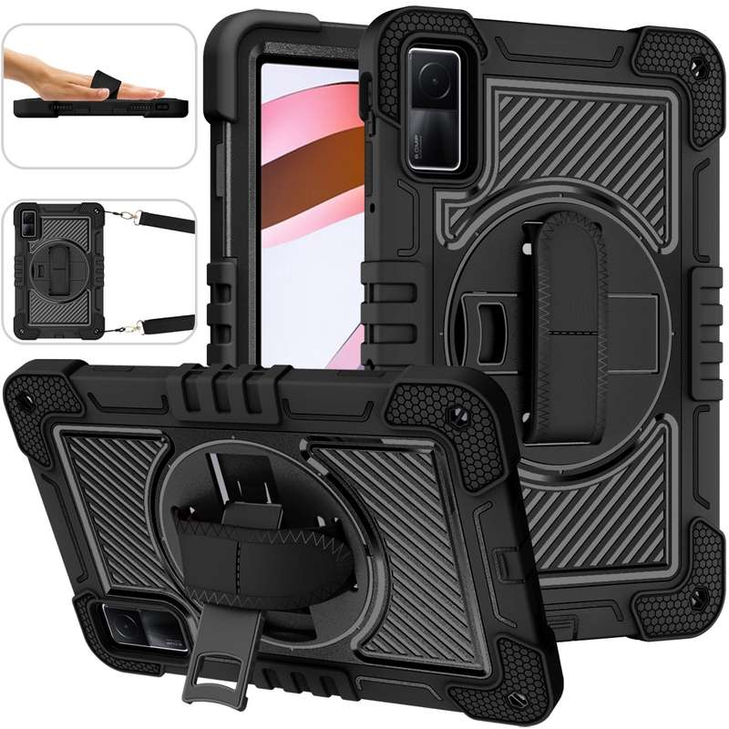 For Xiaomi Redmi Pad 10.61 360 Degree Rotation PC Contrast Silicone Tablet Case(Black)