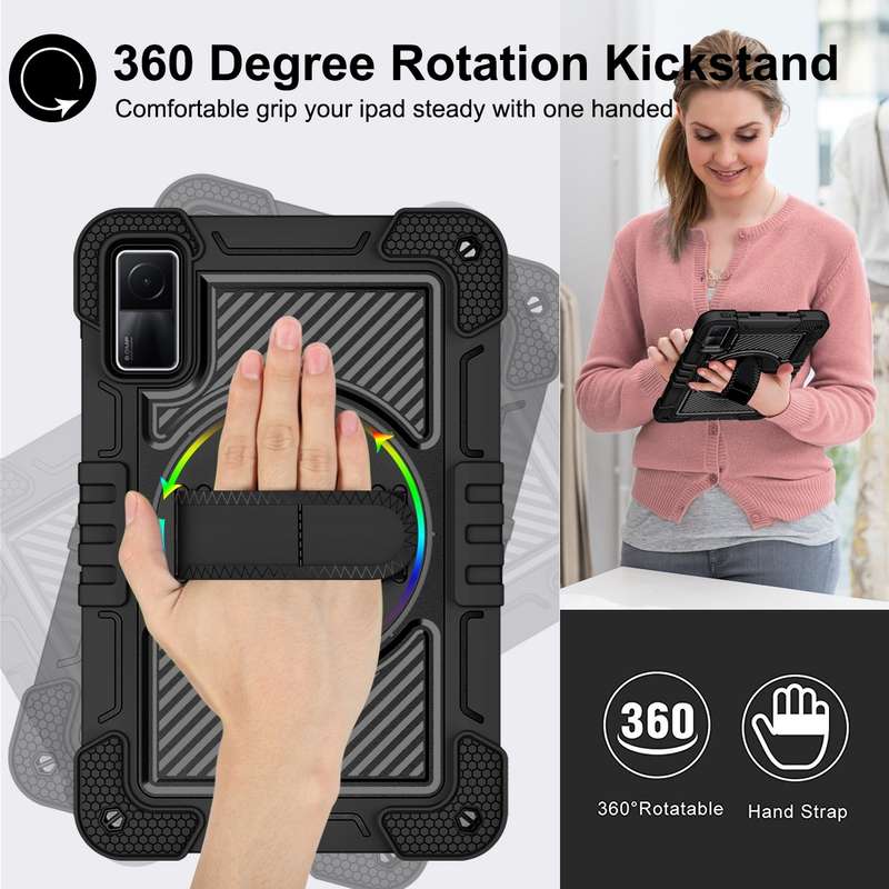For Xiaomi Redmi Pad 10.61 360 Degree Rotation PC Contrast Silicone Tablet Case(Black)