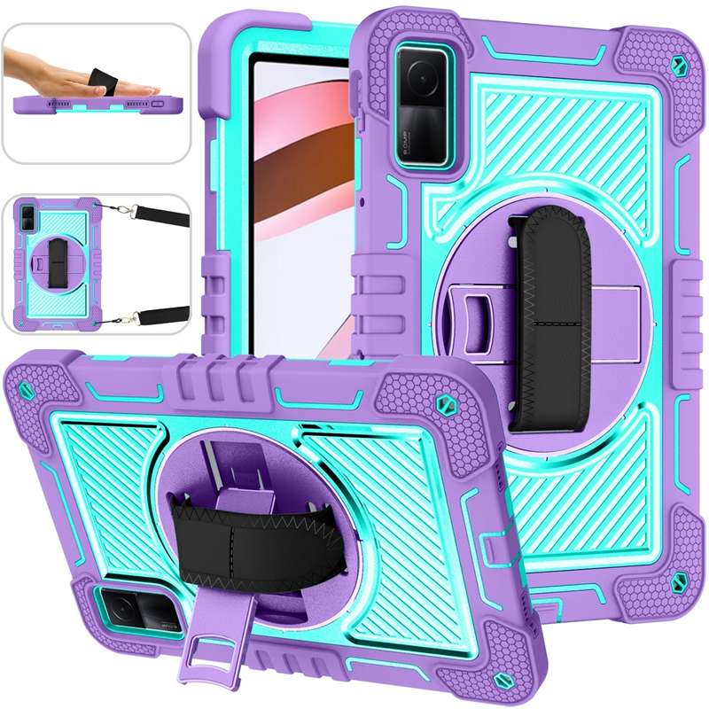 For Xiaomi Redmi Pad 10.61 360 Degree Rotation PC Contrast Silicone Tablet Case(Black)