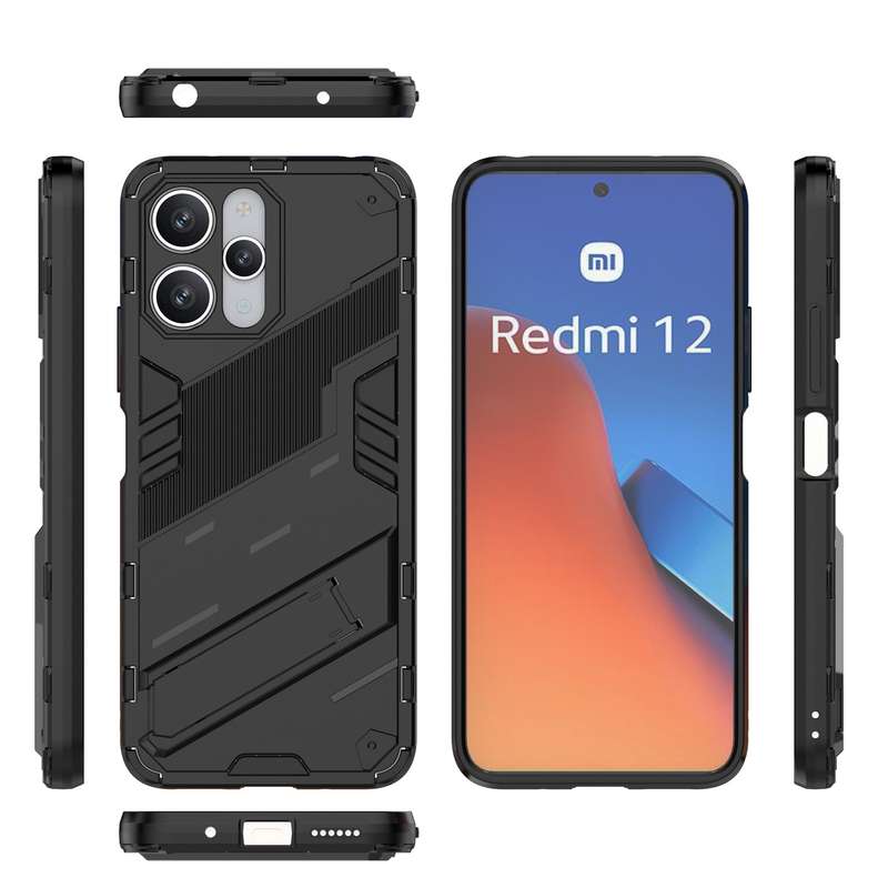 For Xiaomi Redmi 12 4G Punk Armor 2 in 1 PC + TPU Phone Case(Black)