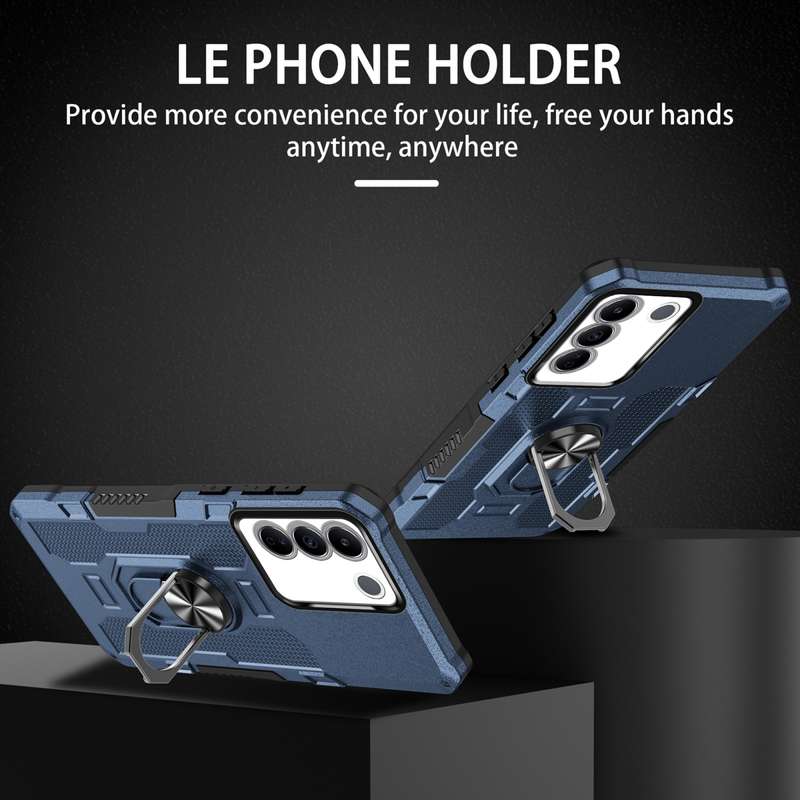 For vivo V27e Ring Holder Armor Hybrid Phone Case(Black)