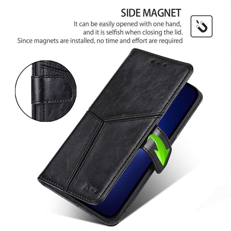 For Xiaomi Redmi Note 13 4G Geometric Stitching Leather Phone Case(Black)