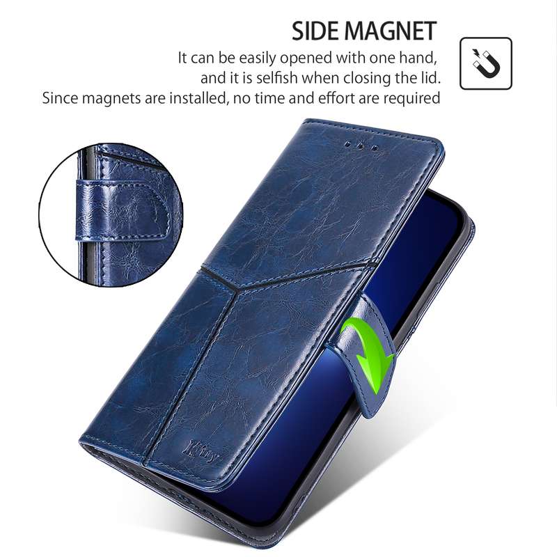 For Xiaomi Redmi Turbo 3 5G Geometric Stitching Leather Phone Case(Blue)