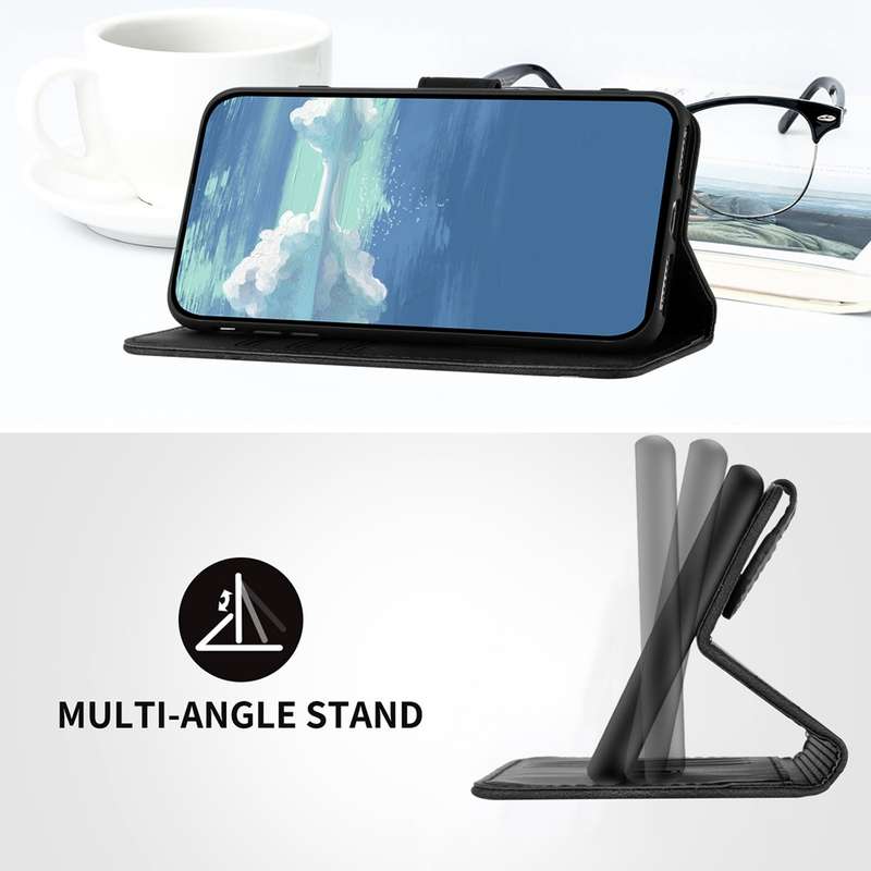 For OPPO Reno12 Global Line Pattern Skin Feel Leather Phone Case(Black)