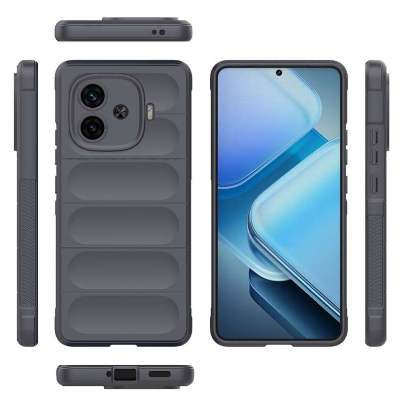 For vivo iQOO Z9 Turbo 5G Magic Shield TPU + Flannel Phone Case(Dark Grey)