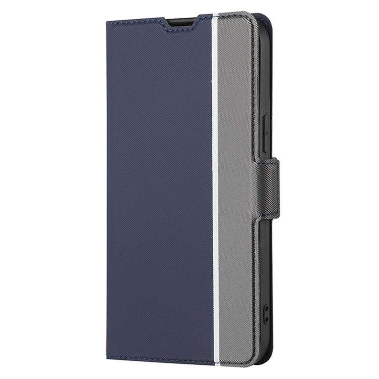 For Realme 12+ 5G Twill Texture Side Button Leather Phone Case(Blue)