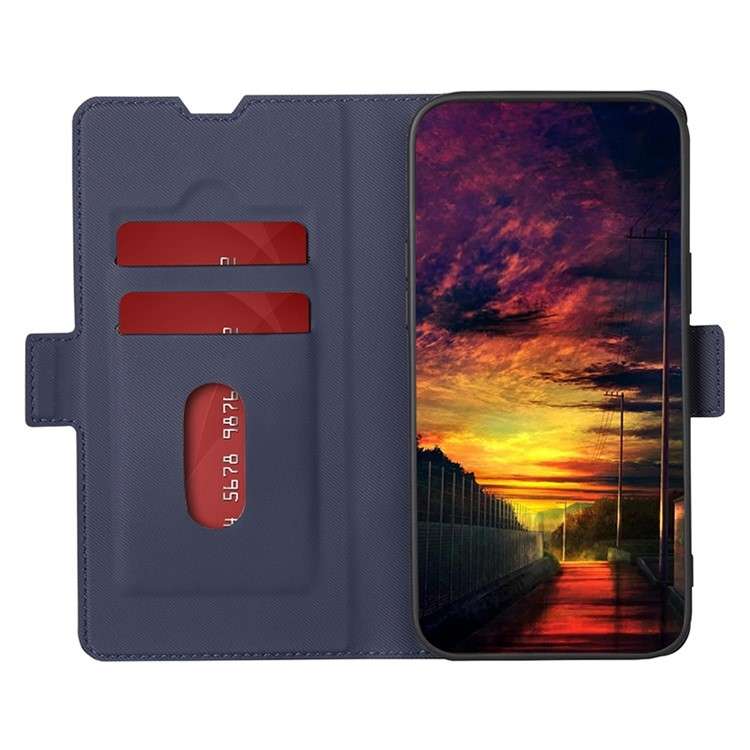 For Realme 12+ 5G Twill Texture Side Button Leather Phone Case(Blue)