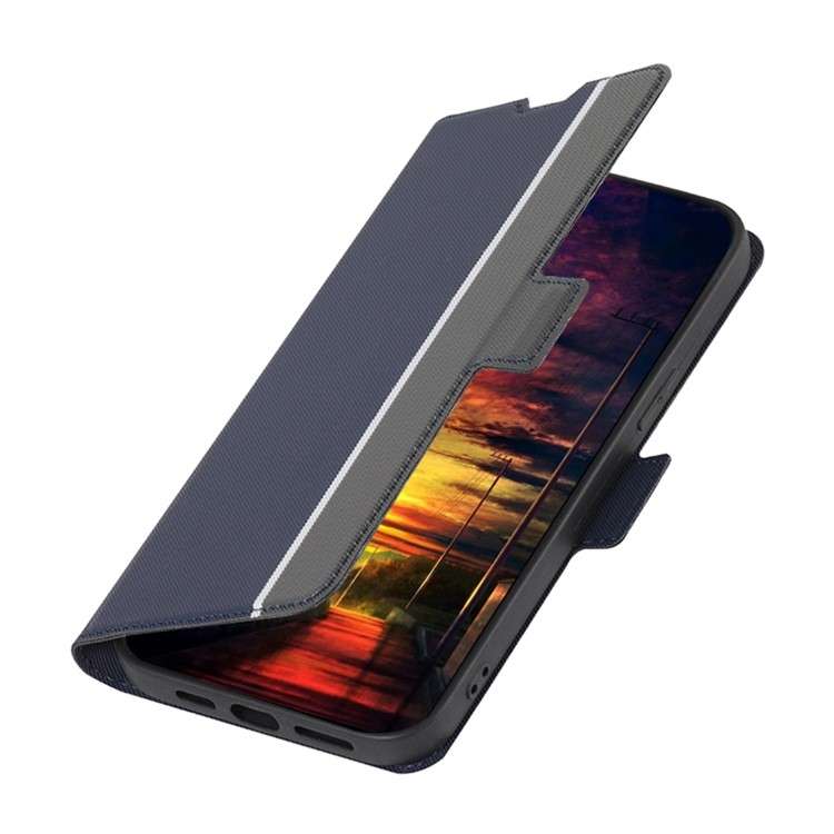 For Realme 12+ 5G Twill Texture Side Button Leather Phone Case(Blue)