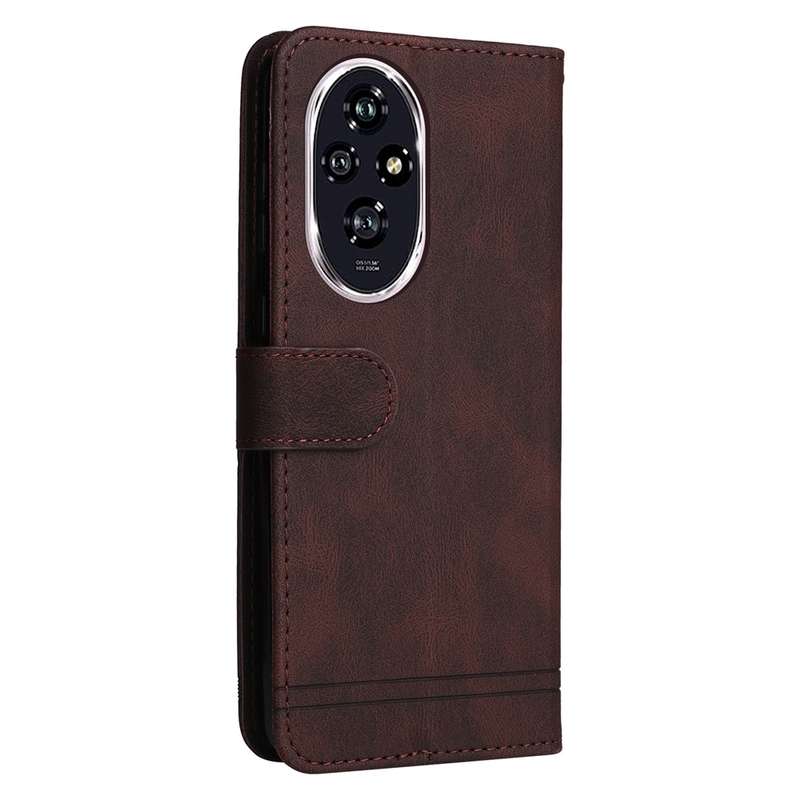 For Honor 200 Skin Feel Life Tree Metal Button Leather Phone Case(Brown)