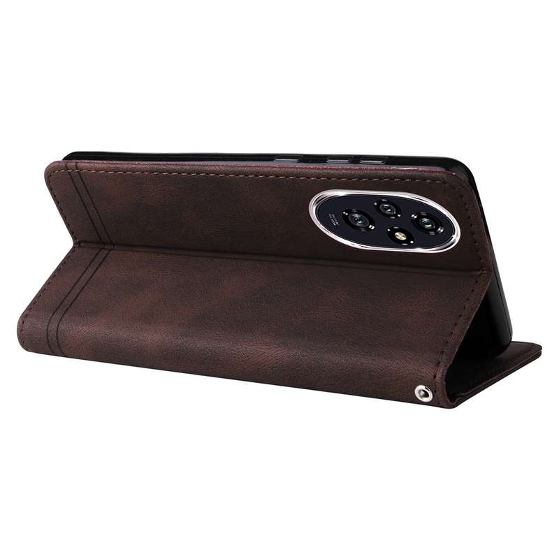 For Honor 200 Skin Feel Life Tree Metal Button Leather Phone Case(Brown)