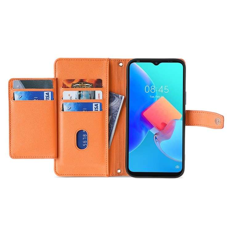 For Samsung Galaxy M15 Sheep Texture Cross-body Zipper Wallet Leather Phone Case(Orange)