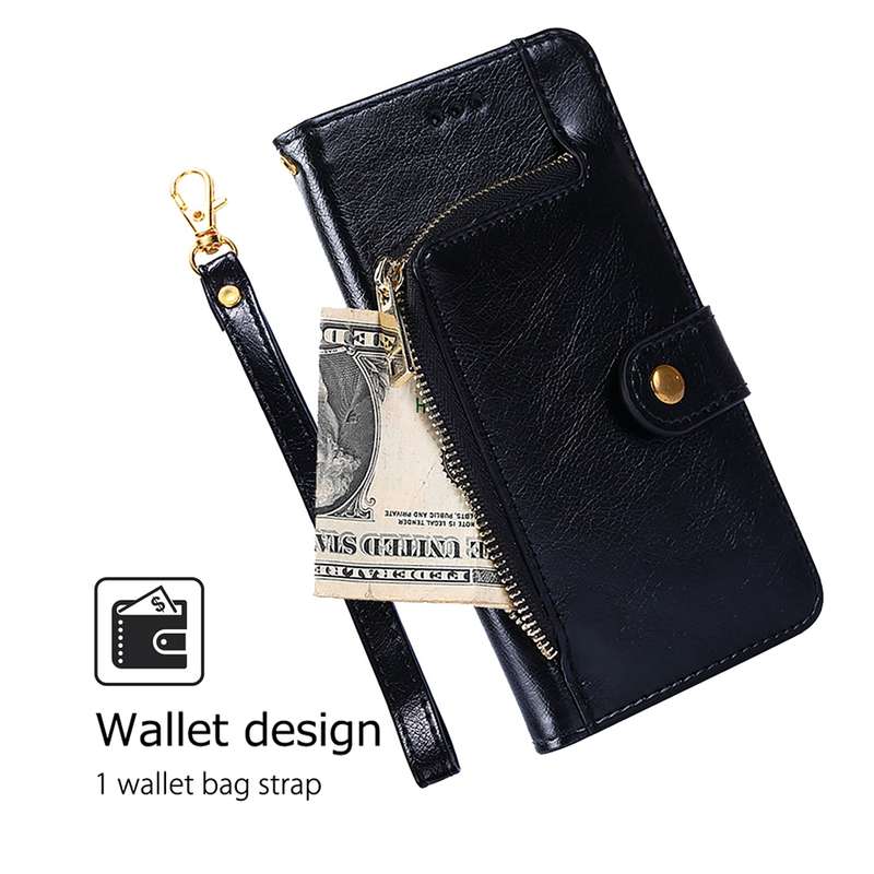 For Samsung Galaxy S24 5G Zipper Bag Leather Phone Case(Black)