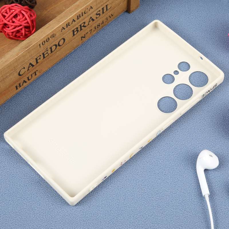For Samsung Galaxy S22 Ultra 5G Astronaut Pattern Silicone Straight Edge Phone Case(Mars Astronaut-B