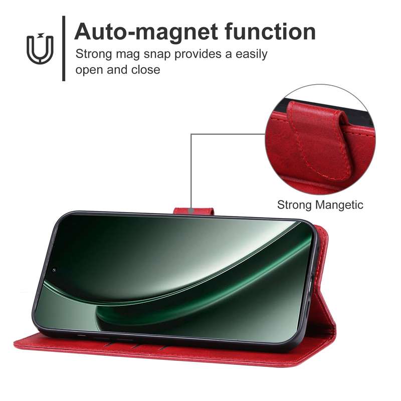For Realme GT 6 Leather Phone Case(Red)