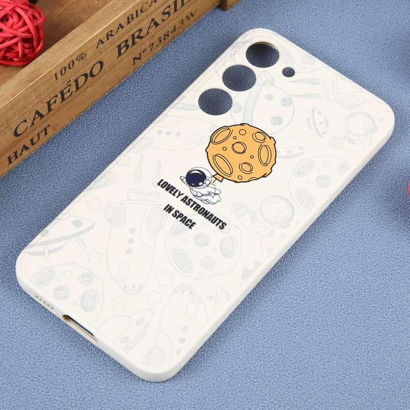 For Samsung Galaxy A32 5G Astronaut Pattern Silicone Straight Edge Phone Case(Mars Astronaut-Black)