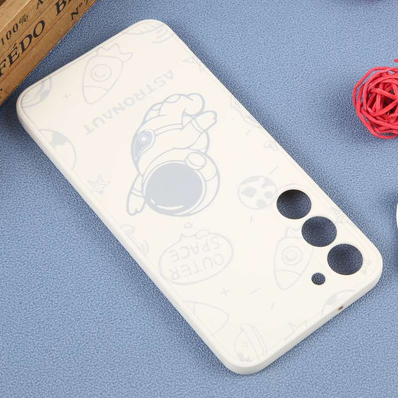 For Samsung Galaxy A23 4G Astronaut Pattern Silicone Straight Edge Phone Case(Mars Astronaut-White)