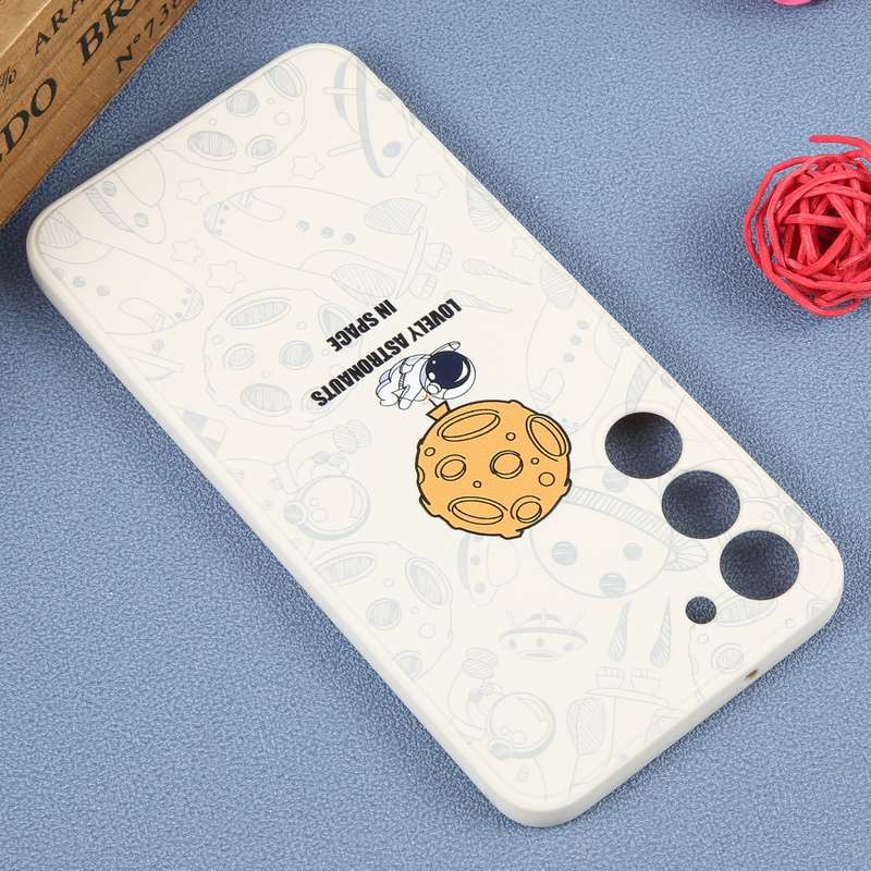 For Samsung Galaxy A23 4G Astronaut Pattern Silicone Straight Edge Phone Case(Mars Astronaut-White)
