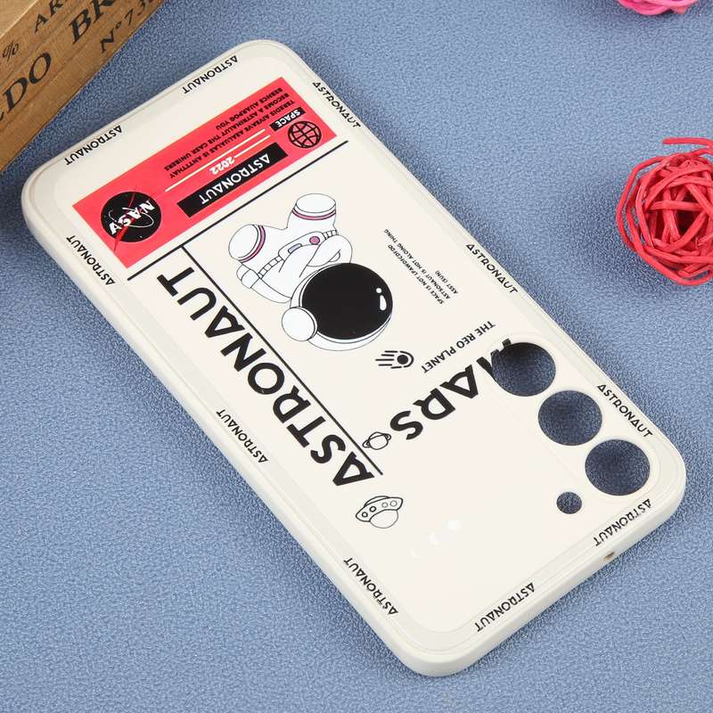 For Samsung Galaxy A02 Astronaut Pattern Silicone Straight Edge Phone Case(Mars Astronaut-Black)