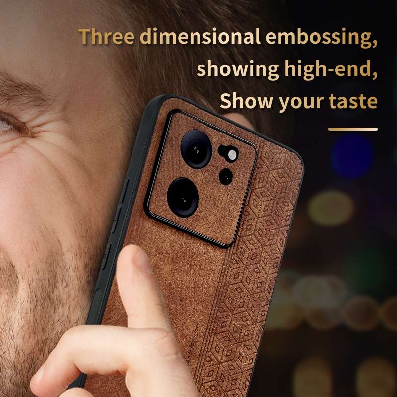 For Xiaomi 13T / 13T Pro / Redmi K60 Ultra AZNS 3D Embossed Skin Feel Phone Case(Brown)