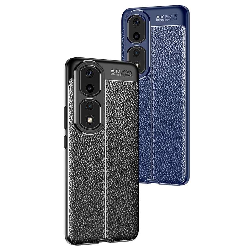 For Honor 90 Pro Litchi Texture Shockproof TPU Phone Case(Black)