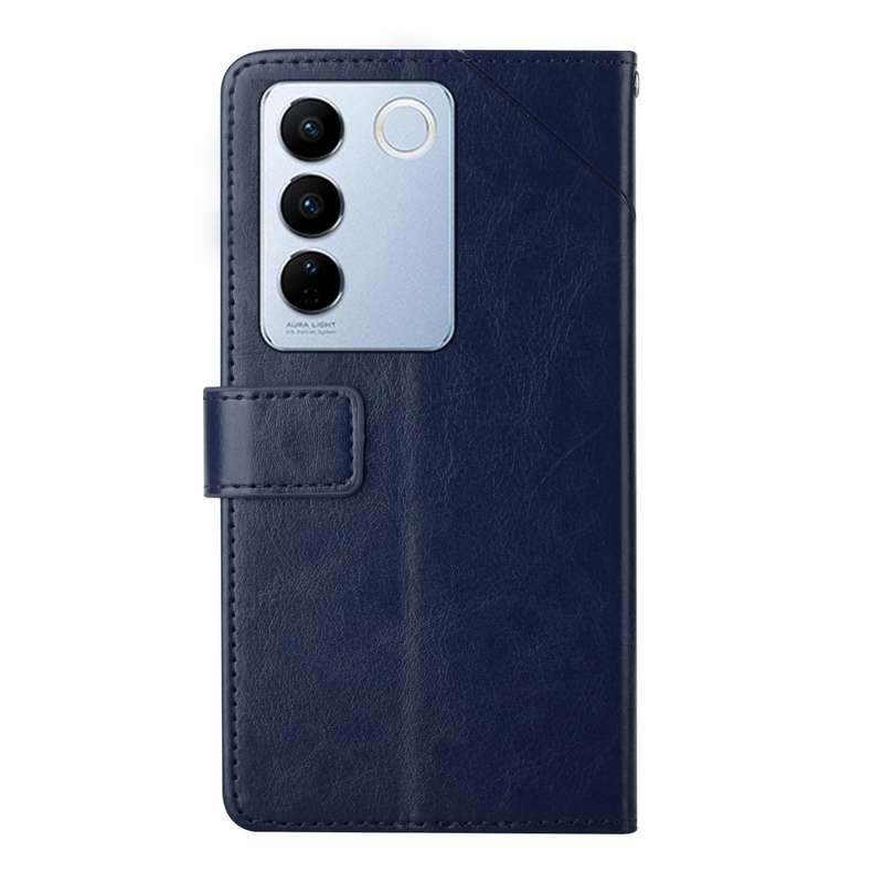 For vivo V27E 4G Global HT01 Y-shaped Pattern Flip Leather Phone Case(Red)