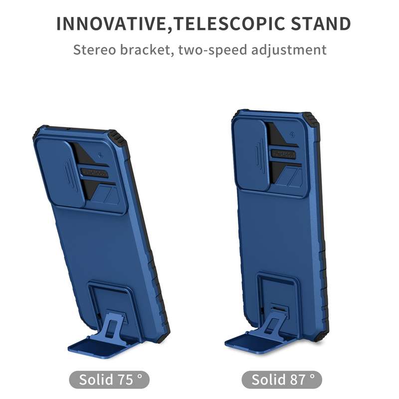 For Samsung Galaxy A23 4G Stereoscopic Holder Sliding Camshield Phone Case(Black)