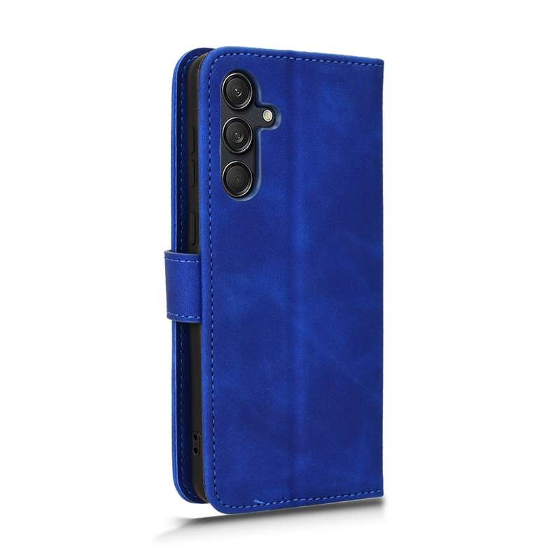 For Samsung Galaxy M55 5G Skin Feel Magnetic Flip Leather Phone Case(Blue)