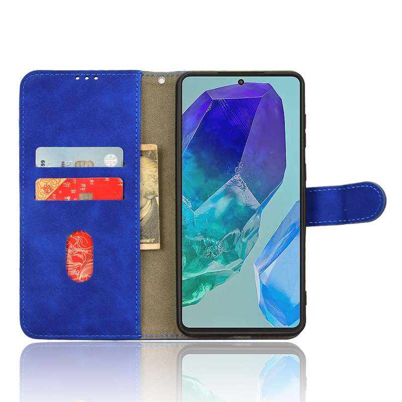 For Samsung Galaxy M55 5G Skin Feel Magnetic Flip Leather Phone Case(Blue)