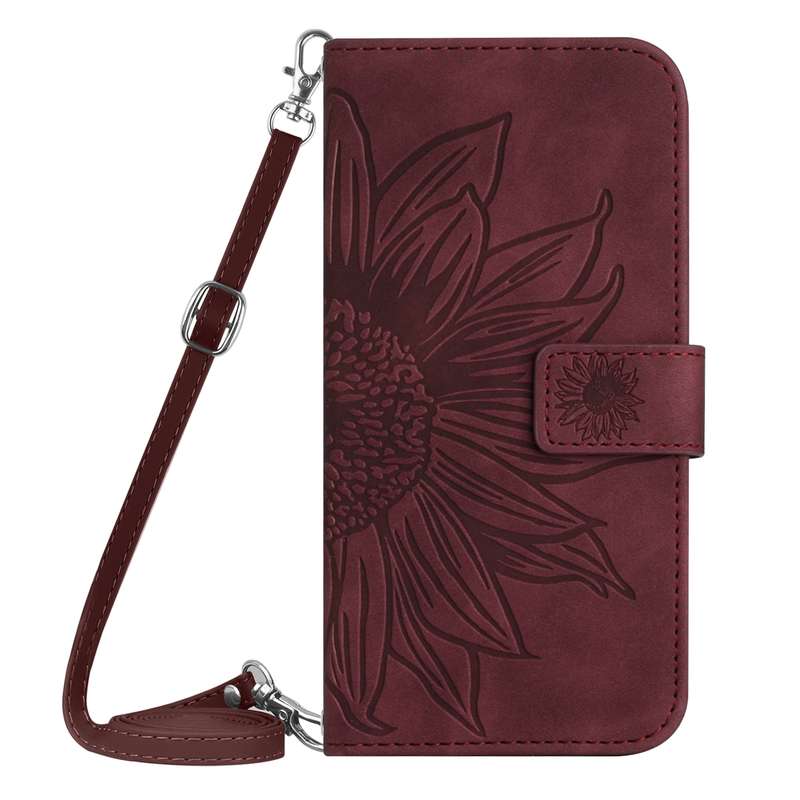 For vivo V27E 4G Global Skin Feel Sun Flower Embossed Flip Leather Phone Case with Lanyard(Pink)