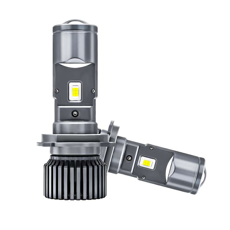 N2 1 Pair H4 Car mini Bifocal LED Lens Headlight(Black)