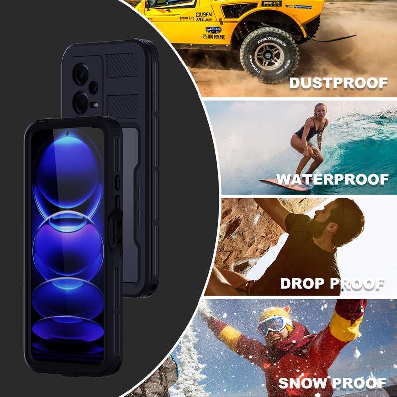 For Xiaomi Redmi Note 12 5G Global RedPepper IP68 Life Waterproof Phone Case(Black)