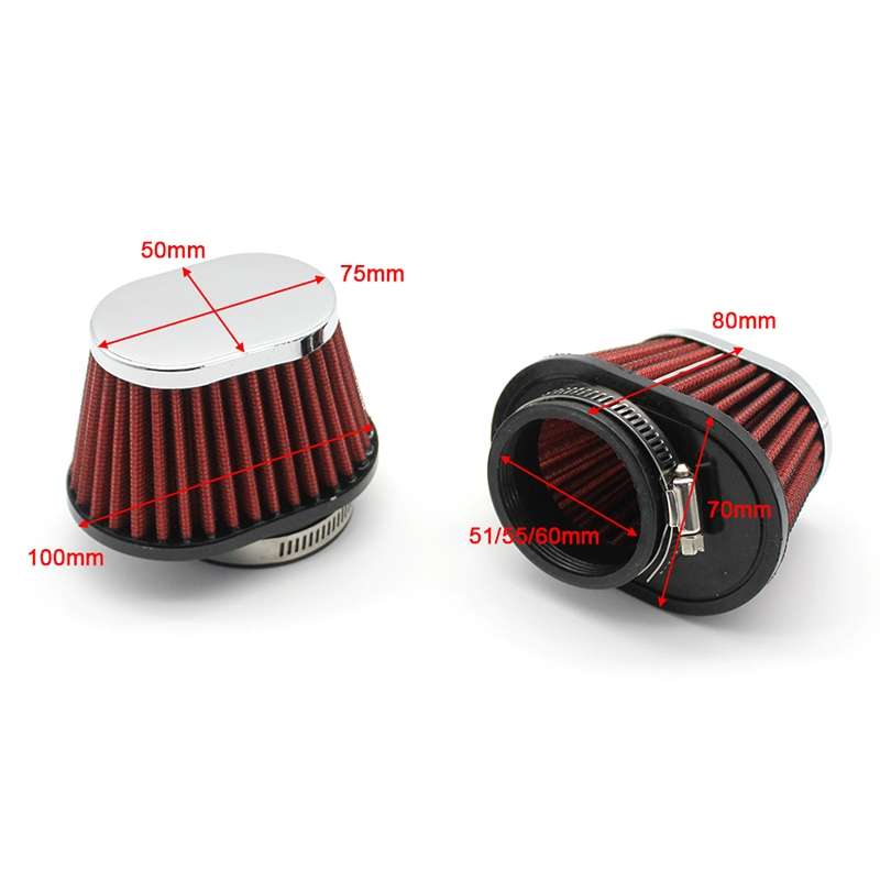 60mm XH-UN073 Mushroom Head Style Car Modified Air Filter Motorcycle Exhaust Filter(Red)
