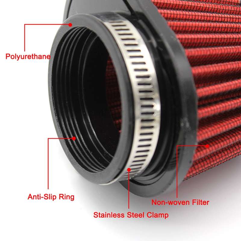 60mm XH-UN073 Mushroom Head Style Car Modified Air Filter Motorcycle Exhaust Filter(Red)